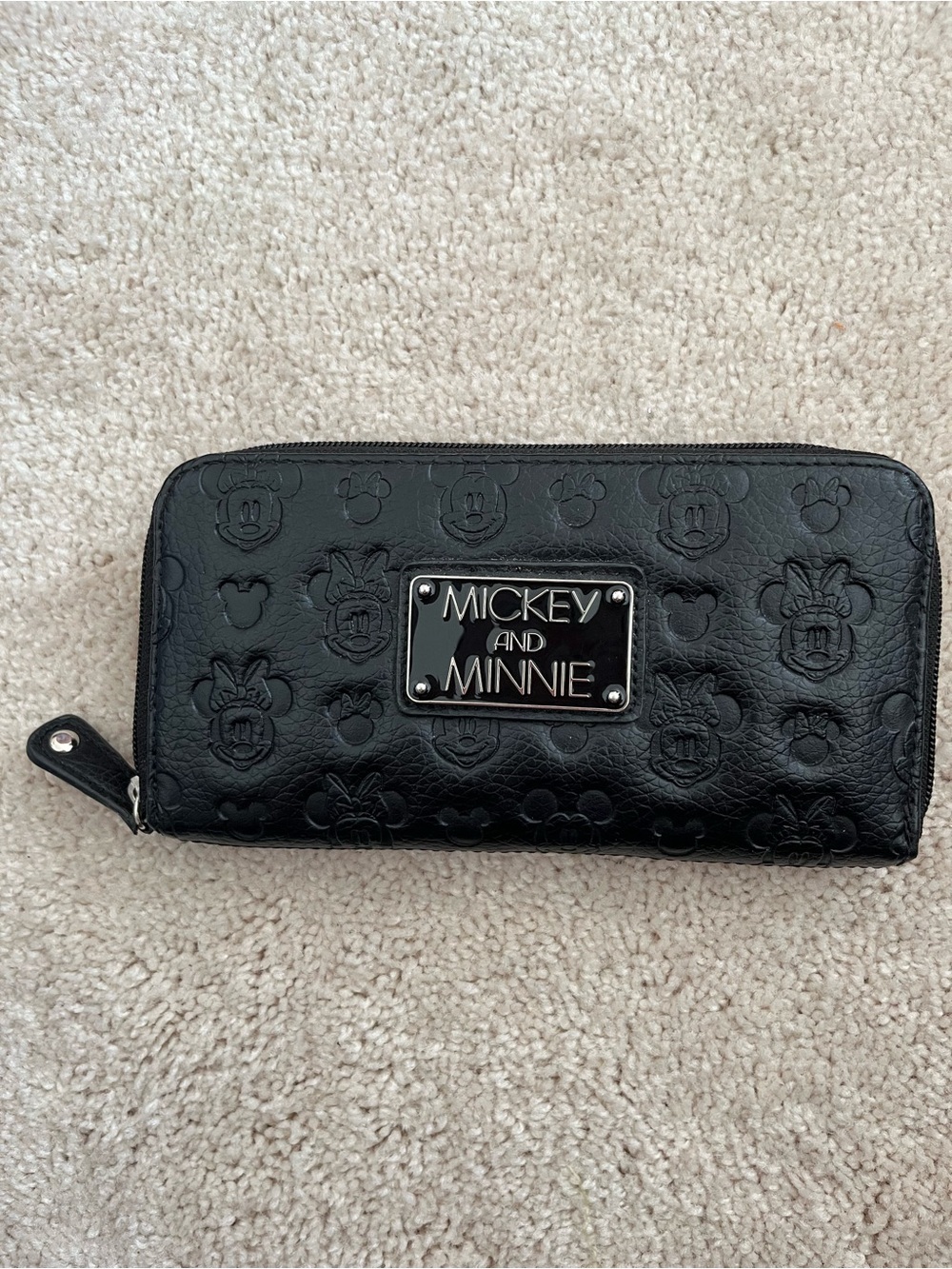 Mickey and Minnie Mouse embossed Black Zip-Around Wallet by Loungefly